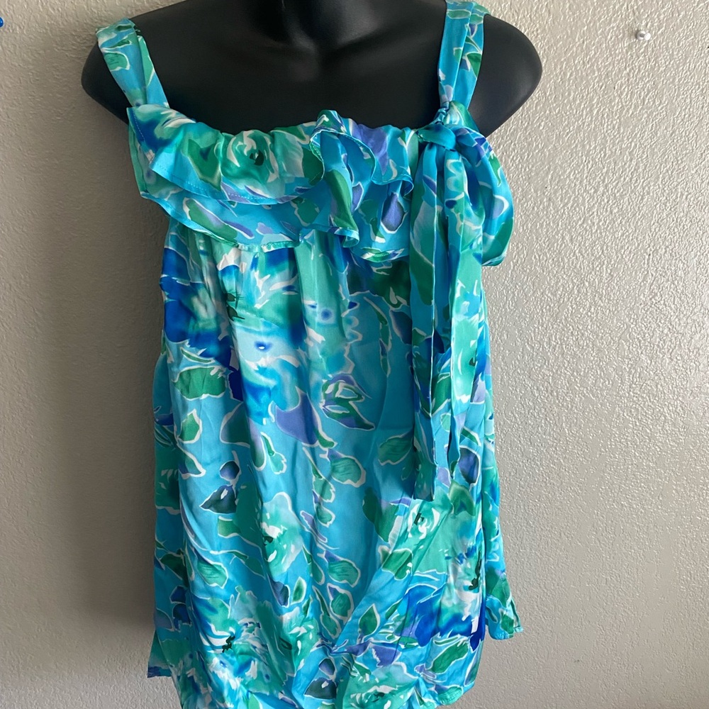 Vibrant Blue and Green Floral Dress